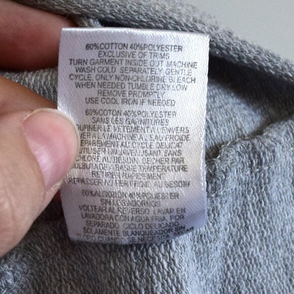 Crewneck Gray Sweater with Pink Embroidered Flower Sleeves - Picture 8 of 8